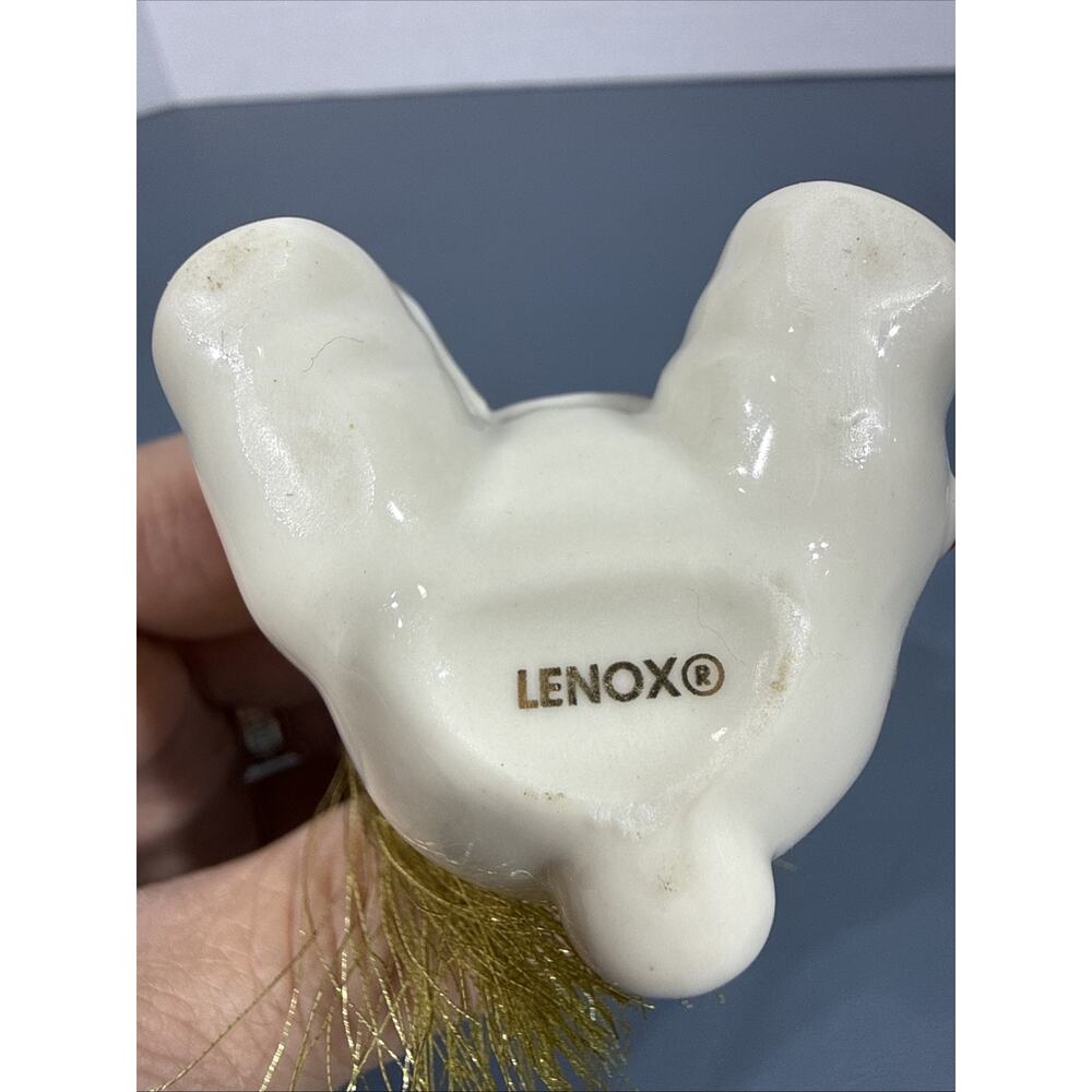 LENOX Teddy Bear With Christmas Lights and Santa Hat 3 1/2" Porcelain Ornament - Picture 5 of 7
